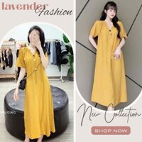 Đầm váy bầu xinh hàng thiết kế dáng suông màu vàng hotrend X182 Váy công sở freesize