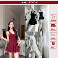 Đầm Váy Body Nữ Xòe Xếp Ly 2 Dây Bản To Phù Hợp Đi Chơi Đi Biển. Váy Ôm 2 Dây Hở Lưng Xoè Basic Dễ Mặc-H5