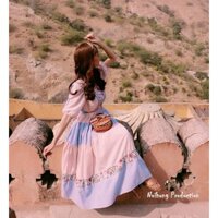 Đầm Váy Bohemian thổ cẩm maxi dáng dài suông rộng đi biển bigsize bầu bí