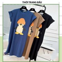 ĐẦM VÁY CÔNG SỞ MÙA HÈ V698-ĐẦM BẦU CHẤT COTTON MỀM MÁT DÁNG SUÔNG IN HÌNH CHIM CÁNH CỤT MÀU SẮC TRẺ TRUNG FRE SIZE