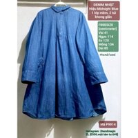 Đầm, Váy denim NHẬT, có 2 túi, dài trên gối tùy chiều cao, không giãn, freesize, bigsize, 2hand, used, 9914