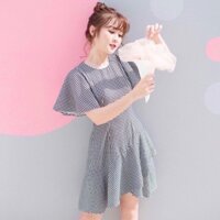 Đầm váy freesize caro xoè tùng 2 tầng