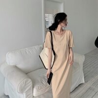 Đầm váy hở lưng dáng dài thiết kế phối dây xích thun co giãn dáng rộng hàng QCCC (CÓ BIG SIZE) SP110