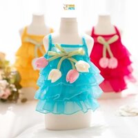 Đầm Váy Hoa Tulip Cho Chó Mèo Vải Hàn Quốc Quần Áo Thú Cưng Cao Cấp Hàn Quốc Hiha Pets.