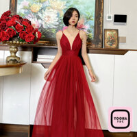 Đầm Váy Maxi 2s Voan Lót Lụa Xẻ Tà 2 Dây Cổ V Hở Lưng Đi Biển Dự Tiệc Dạo Phố Gợi Cảm Sexy Party Maxi Dress YN - 1990