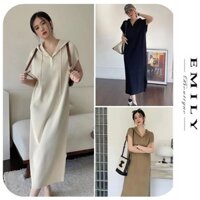 ĐẦM VÁY N8468 LEN TĂM DÁNG SUÔNG CỔ PHỐI MŨ SANG CHẢNH-ĐẦM BẦU THIẾT KẾ DÁNG TRẺ SIÊU HOTTREND MÙA THU ĐÔNG FREE SIZE