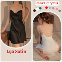 Đầm váy ngủ 2 dây cổ đổ liền thân xẻ 1 bên chất liệu lụa Satin cao cấp A25588 O&O thoáng mát mềm mại