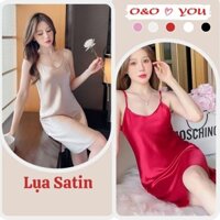Đầm váy ngủ dài hai dây liền thân dáng xuông chất liệu lụa satin bóng A00188 O&O thoáng mát