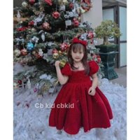 Đầm váy nhung đỏ kim tuyến cho bé gái