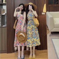 Đầm váy nữ 2 dây nhún ngực họa tiết nổi bật tôn da, tôn dáng siêu xinh dành cho các nàng
