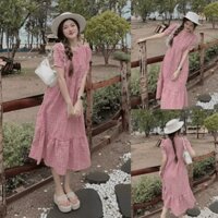 Đầm váy nữ caro babydoll xòe đuôi cá với tone màu hồng nhẹ nhàng, xinh xắn dành cho các nàng diện đi chơi, đi biển