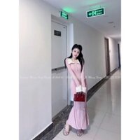 🛍Đầm Váy Nữ🛍  Đầm maxi nữ chất thun gân tay dài cổ phối bèo trắng váy đuôi cá dài thiết kế 2 màu xinh xắn để lựa chọn