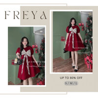 🛍Đầm váy nữ 🛍Đầm nhung đỏ đáng iu,Váy nhung babydoll phối nơ ren xoè nhẹ nhàng cưng lắm,Váy nhung fom rộng đi chơi noel