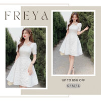 🛍Đầm váy nữ 🛍Đầm tay ngắn kết cườm cổ V ,Đầm trắng lụa xốp toàn thân dáng xoè mini đi chơi đi tiệc đều đẹp,