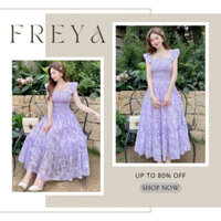 🛍Đầm váy nữ 🛍Đầm tím tay cánh tiên cổ áo vạt chéo nhún eo thân trước thân sau,váy dáng dài midi xinh xắn,váy dự tiệc