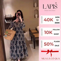 Đầm váy nữ LAPIS_FASHION, dáng suông dài cổ chữ v tay bồng xinh xắn đi dạo phố chụp ảnh BL1950