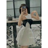 Đầm váy nữ lệch vai phối nơ ngực lạ mắt với hai màu tôn da siêu xinh dành cho các nàng đi chơi, dự tiệc