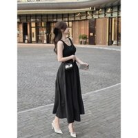 Đầm váy nữ mặc đi chơi sát tay đan dây lưng dáng dài xoè nhẹ 2 màu cho nàng diện đi tiệc,đi biển siêu xinh