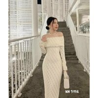 Đầm váy nữ ôm body bẹt vai tay dài xẻ tà sau sang chảnh, quý phái dành cho các tình yêu mặc đi chơi, đi làm