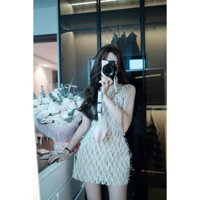 Đầm Váy Nữ Sát Nách Dáng Ngắn Thiết Kế Cao Cấp, Đầm Lông Hở Lưng M156