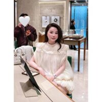 Đầm váy nữ tay hến bồng bí trắng be kem dáng ngắn thiết kế LINH HOÀNG TỰ MAY LẠI, Váy bồng bí tay rơi dáng ngắn LYN