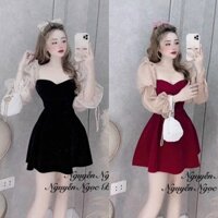 Đầm váy nữ tay lưới phồng với dáng váy xòe tiểu thư dành cho các nàng diện đi chơi, đi tiệc siêu xinh.