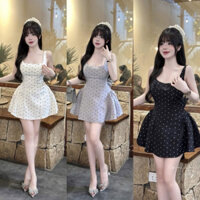 Đầm Váy Nữ Tiểu Thư Chấm Bi Xòe Xinh Xắn kiểu 2 dây bản to by HM688