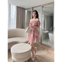 Đầm váy nữ trễ vai nhúm bèo xếp tầng, váy dự tiệc bo chun dễ thuong