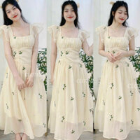 Đầm váy nữ voan hoa tơ siêu xinh duyên dáng,thanh lịch thời trang nữ đi biển Đầm nữ thời trang mặc đi chơi chất voan hoa