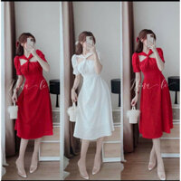 Đầm váy nữ xoắn chéo ngực dáng dài dự tiệc dạo phố