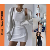 Đầm Váy Ôm Body Nữ Chất Thun Gân Sát Nách Gợi Cảm. Hình feedback cận chất