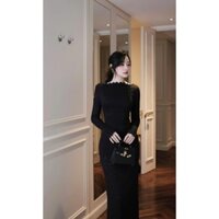 Đầm váy ren nữ cổ thuyền body phối chân váy đuôi cá, đầm váy ren nữ tay dài ôm dáng phối chân váy dài