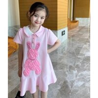 Đầm váy suông thỏ hồng cho bé gái 10-30kg