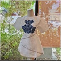 đầm váy thiết kế tactan phối gấu jean