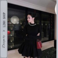 Đầm váy thời trang nữ dài cổ đính đá tay ôm body sang trọng hàng cao cấp Linh shop
