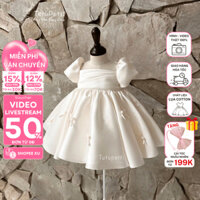 Đầm váy tiểu thư cho bé gái Tutupetti cổ voan đính nơ sang chảnh