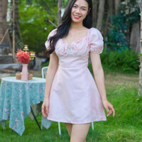 Đầm váy tiểu thư eo ôm khuôn xoè màu hồng đen N16 set đi chơi lễ tiệc