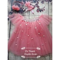 Đầm váy tutu công chúa bé gái dâu trễ vai cánh tiên hoa nhí
