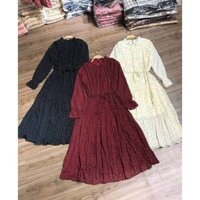 ĐẦM VÁY VOAN ĐEN SUÔNG CỘT EO