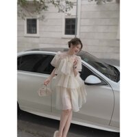 Đầm váy voan tơ tầng đính nơ tiểu thư đi tiệc, đi chơi đều xinh (2 lớp, lót umi)