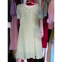 Đầm váy xoè chấm bi xanh Ngọc thời trang bầu bí bon chen