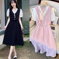 Đầm Váy Yếm Liền Bigsize Tiểu Thư Bèo Nhún, Đầm Thời Trang Big Size Dễ Thương
