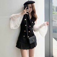 Đầm Vest Cổ V Tay Ren Đuôi Cá