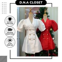 Đầm Vest Tafta Dự Tiệc Công Sở Phối Nút Sang Trong Màu Đen Đỏ Trắng Kem - DNA Closet
