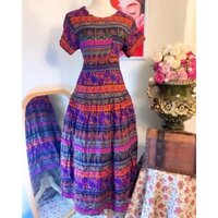 Đầm Vintage cổ điển thổ cẩm