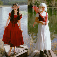 Đầm Vintage Kiểu Pháp Xòe Rộng Tiểu Thư Cottagecore Xinh/ Mát Bigs Size