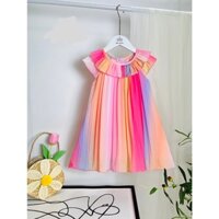 Đầm voan cho bé gái màu sắc cầu vồng size 15-30kg hàng thiết kế cao cấp