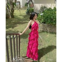 Đầm voan cổ yếm bèo với chiều dài váy maxi dành cho các tình yêu đi biển siêu xinh