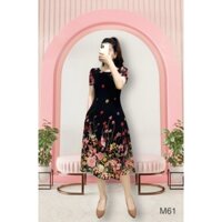 Đầm voan đen L'Lis cao cấp bông chân hoa hồng chất voan mềm mại M61