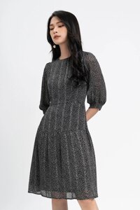 Đầm voan đuôi cá họa tiết tay lỡ